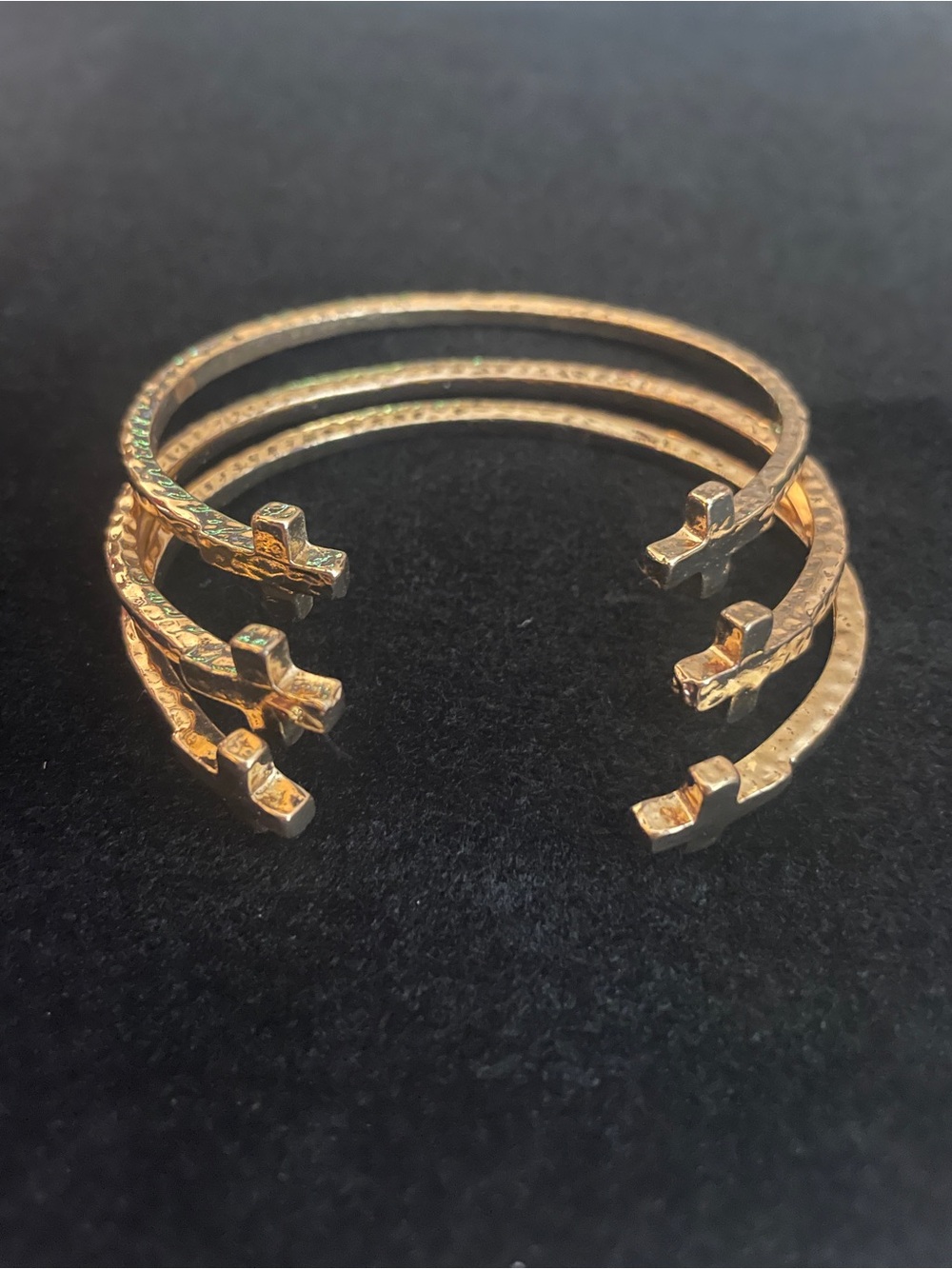 3 Gold-tone Cross Cuff Bracelet - Women Jewelry